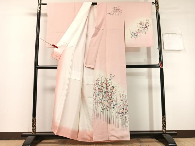 平和屋着物●訪問着　友禅　作家物　枝花文　暈し染め　正絹　逸品　CABL0080vp