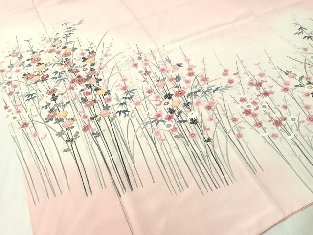 平和屋着物●訪問着　友禅　作家物　枝花文　暈し染め　正絹　逸品　CABL0080vp
