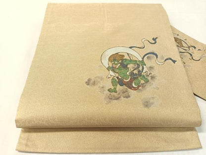 平和屋着物●九寸名古屋帯　風神雷神　金糸　正絹　逸品　CABL0082vp
