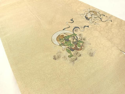 平和屋着物●九寸名古屋帯　風神雷神　金糸　正絹　逸品　CABL0082vp