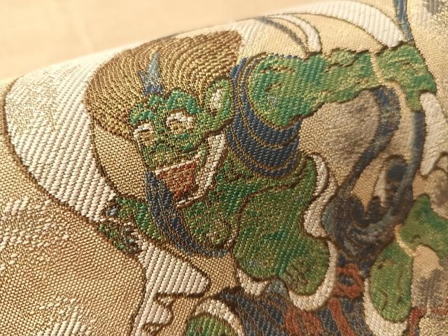 平和屋着物●九寸名古屋帯　風神雷神　金糸　正絹　逸品　CABL0082vp