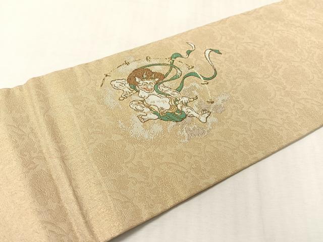 平和屋着物●九寸名古屋帯　風神雷神　金糸　正絹　逸品　CABL0082vp