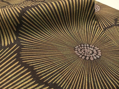 平和屋着物●全通柄　九寸名古屋帯　花尽くし　黒地　金通し地正絹　逸品　CABL0083vp