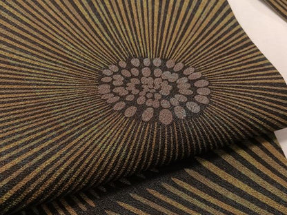 平和屋着物●全通柄　九寸名古屋帯　花尽くし　黒地　金通し地正絹　逸品　CABL0083vp