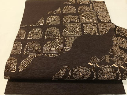 平和屋着物●九寸名古屋帯　印傳　名物裂　正絹　逸品　CABL0085vp