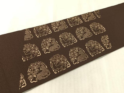 平和屋着物●九寸名古屋帯　印傳　名物裂　正絹　逸品　CABL0085vp