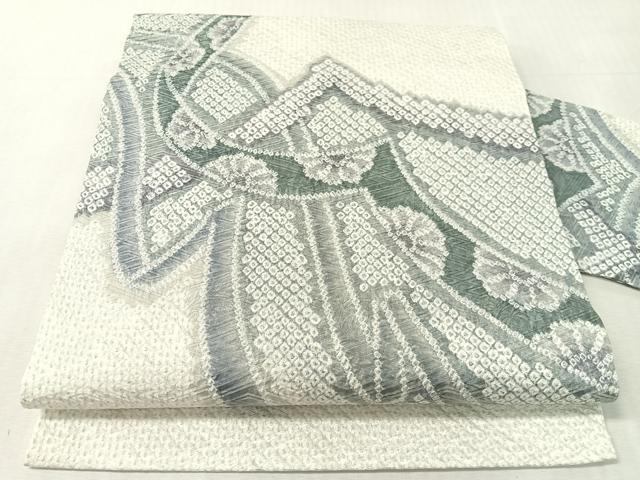 平和屋着物●名門　藤娘きぬたや・総絞り　九寸名古屋帯　熨斗花文　正絹　逸品　CABL0086vp