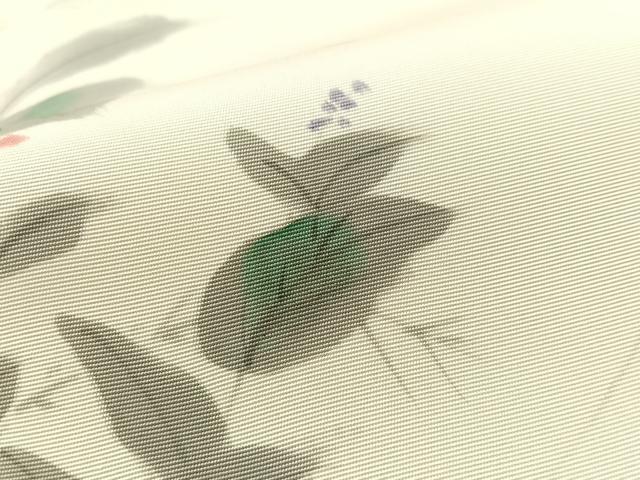 平和屋着物●塩瀬　九寸名古屋帯　作家物　手描き　草花丸文　正絹　逸品　CABL0090vp
