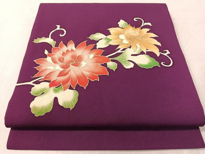 平和屋着物●塩瀬　九寸開き名古屋帯　花唐草文　金彩　正絹　逸品　CABL0093vp
