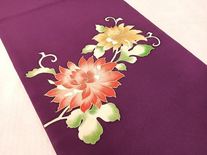 平和屋着物●塩瀬　九寸開き名古屋帯　花唐草文　金彩　正絹　逸品　CABL0093vp