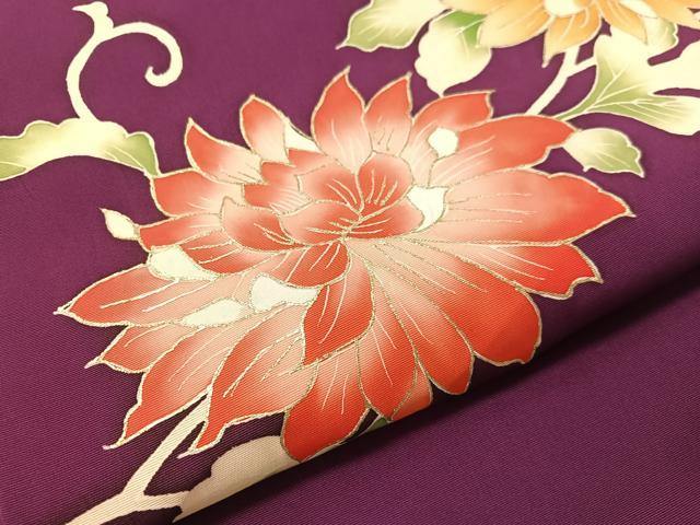 平和屋着物●塩瀬　九寸開き名古屋帯　花唐草文　金彩　正絹　逸品　CABL0093vp