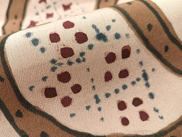 平和屋着物●九寸名古屋帯　作家物　ろうけつ染　吉祥花文　正絹　逸品　CABL0094vp