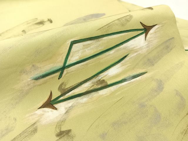 平和屋着物●塩瀬　九寸名古屋帯　作家物　手描き　溢れ松葉　正絹　逸品　CABL0104vp