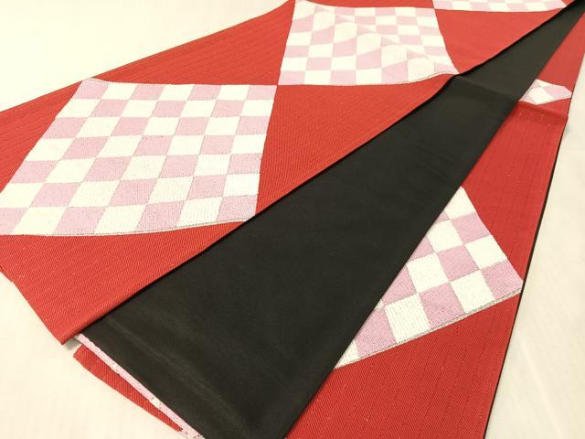 平和屋着物●六通柄袋帯　なべしま謹製　菱吉祥文　銀糸　日本製　正絹　逸品　未使用　CABL0109vp