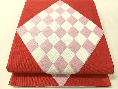 平和屋着物●六通柄袋帯　なべしま謹製　菱吉祥文　銀糸　日本製　正絹　逸品　未使用　CABL0109vp