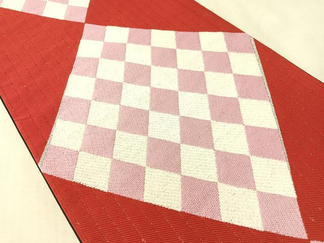 平和屋着物●六通柄袋帯　なべしま謹製　菱吉祥文　銀糸　日本製　正絹　逸品　未使用　CABL0109vp