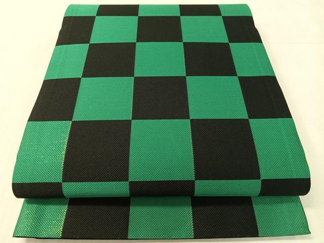 平和屋着物●六通柄袋帯　市松柄　黒地　金通し地　正絹　逸品　未使用　CABL0115vp