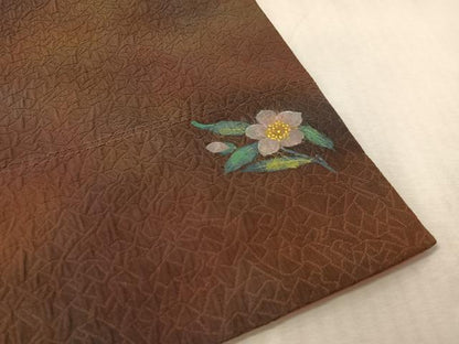 平和屋着物●六通柄袋帯　手描き　ふくれ織　草花文　正絹　逸品　未使用　CABL0124vp