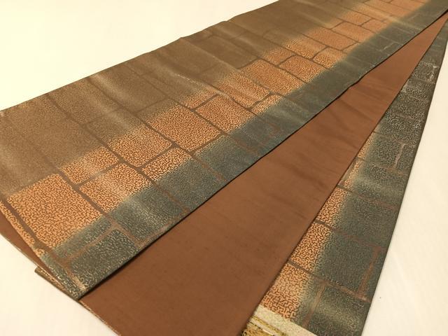 平和屋着物●太鼓柄袋帯　エジプト壁画文様　金彩　正絹　逸品　CABL0126vp