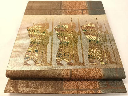 平和屋着物●太鼓柄袋帯　エジプト壁画文様　金彩　正絹　逸品　CABL0126vp