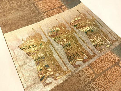 平和屋着物●太鼓柄袋帯　エジプト壁画文様　金彩　正絹　逸品　CABL0126vp