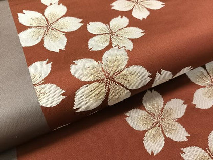 平和屋着物●世界的人形師　辻村寿三郎　ジュサブロー　六通柄袋帯　舞桜　銀糸　正絹　逸品　CABL0127vp