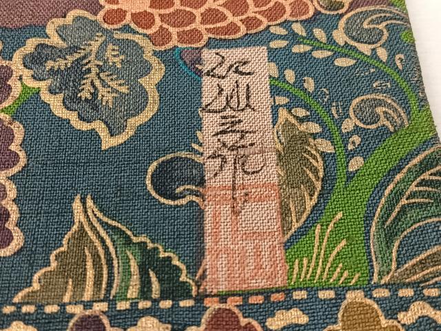 平和屋着物●前田仁仙　仁仙更紗　全通柄袋帯　紬　横段花鳥文　正絹　逸品　CABL0129vp