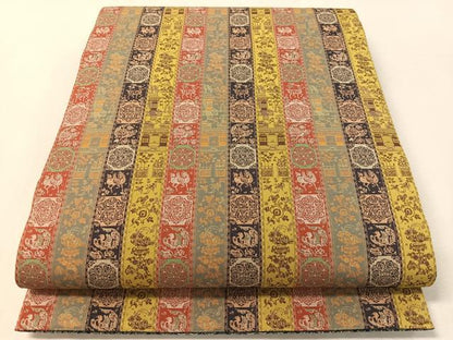 平和屋着物●両面　全通柄袋帯　紅牙瑞錦　天平狩猟文錦　正絹　逸品　未使用　CABL0131vp