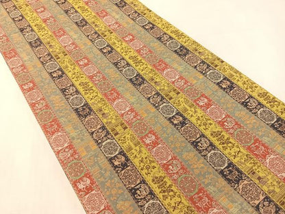 平和屋着物●両面　全通柄袋帯　紅牙瑞錦　天平狩猟文錦　正絹　逸品　未使用　CABL0131vp