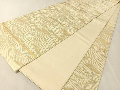 平和屋着物●西陣　川島織物　六通柄　本袋帯　立波文　金糸　正絹　逸品　CABL0132vp