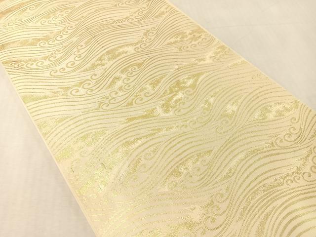 平和屋着物●西陣　川島織物　六通柄　本袋帯　立波文　金糸　正絹　逸品　CABL0132vp
