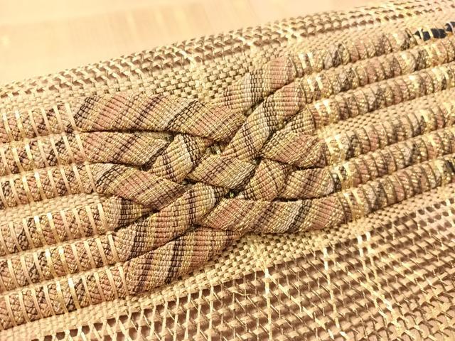 平和屋着物●太鼓柄袋帯　組織　横段吉祥文　金糸　正絹　逸品　未使用　CABL0133vp