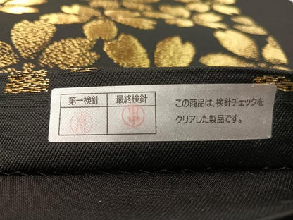 平和屋着物●六通柄袋帯　舞桜　黒地　金糸　正絹　逸品　CABL0135vp