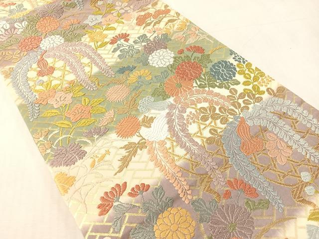 平和屋着物●六通柄袋帯　唐織　桧垣地に藤籠　金糸　ますいわ屋扱い　正絹　逸品　CABL0139vp