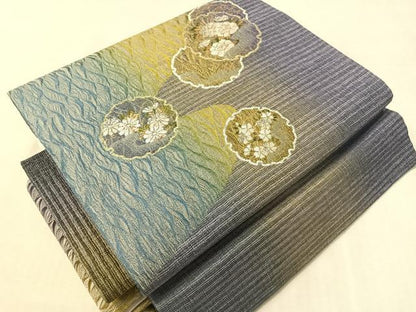 平和屋着物●ワンタッチつけ帯　櫛織　雪輪花文　金銀糸　やまと誂製　共箱付き　正絹　逸品　CABL0143vp