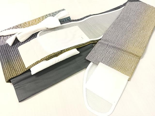 平和屋着物●ワンタッチつけ帯　櫛織　雪輪花文　金銀糸　やまと誂製　共箱付き　正絹　逸品　CABL0143vp