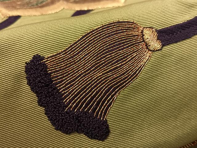 平和屋着物●アンティーク　大正ロマン　つけ帯　総刺繍　駒刺繍　鏡裏鳳凰文　金銀糸　正絹　逸品　CABL0144vp