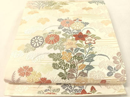平和屋着物●六通柄袋帯　唐織　草花文　金糸　正絹　逸品　CABL0147vp
