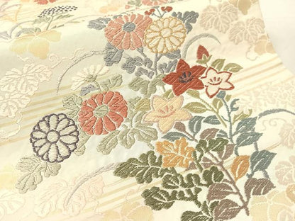 平和屋着物●六通柄袋帯　唐織　草花文　金糸　正絹　逸品　CABL0147vp