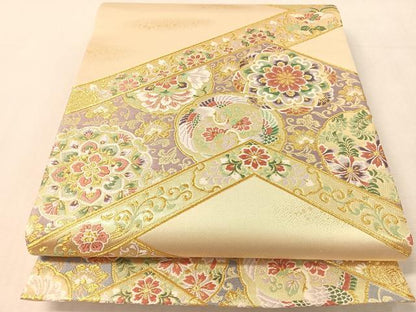 平和屋着物●六通柄袋帯　唐織　貝紫染　松皮瑞華文　金糸　鈴乃屋扱い　正絹　逸品　未使用　CABL0154vp