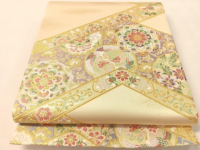 平和屋着物●六通柄袋帯　唐織　貝紫染　松皮瑞華文　金糸　鈴乃屋扱い　正絹　逸品　未使用　CABL0154vp