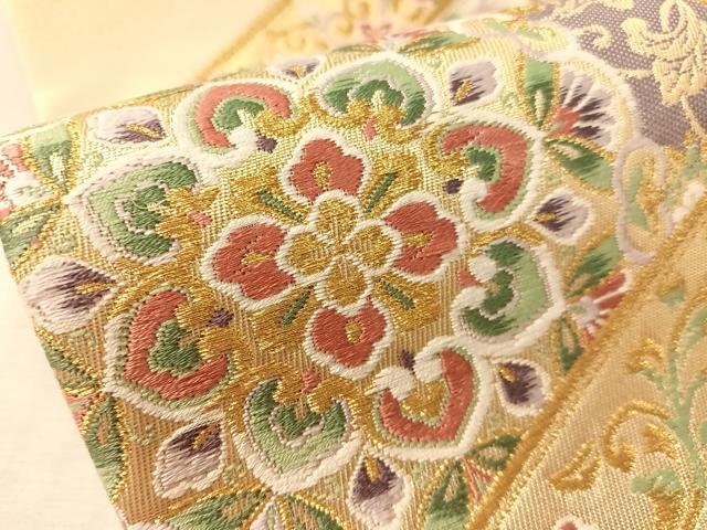 平和屋着物●六通柄袋帯　唐織　貝紫染　松皮瑞華文　金糸　鈴乃屋扱い　正絹　逸品　未使用　CABL0154vp