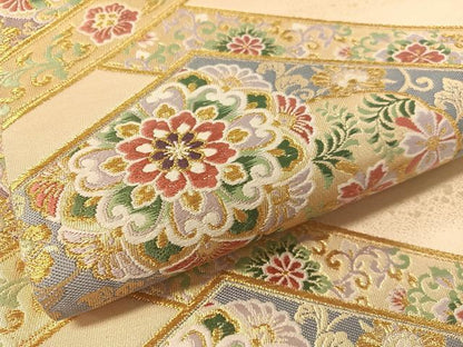 平和屋着物●六通柄袋帯　唐織　貝紫染　松皮瑞華文　金糸　鈴乃屋扱い　正絹　逸品　未使用　CABL0154vp