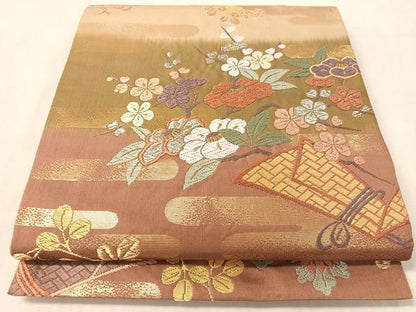 平和屋着物●六通柄袋帯　唐織　束ね華文　金銀糸　正絹　逸品　CABL0156vp