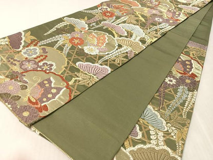 平和屋着物●六通柄袋帯　唐織　能衣　金糸　正絹　逸品　CABL0157vp