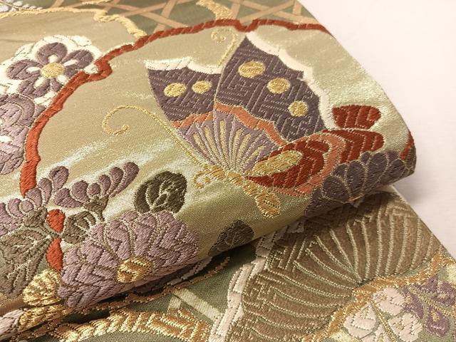 平和屋着物●六通柄袋帯　唐織　能衣　金糸　正絹　逸品　CABL0157vp