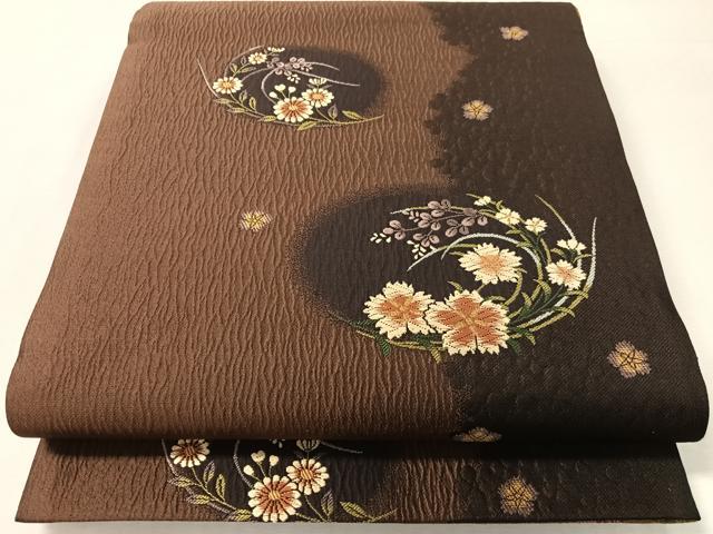 平和屋着物●両面　六通柄袋帯　唐織　草花丸文　やまと誂製　正絹　逸品　CABL0158vp