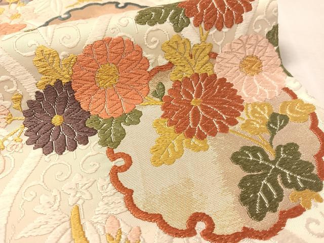 平和屋着物●西陣　河合美術織物謹製　六通柄袋帯　唐織　能衣錦　金糸　正絹　逸品　CABL0161vp