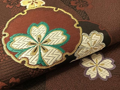 平和屋着物●六通柄袋帯　唐織　雪輪舞桜　金銀糸　正絹　逸品　CABL0163vp