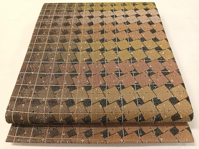 平和屋着物●全通柄袋帯　作家物　点描織　色紙並び　正絹　逸品　未使用　CABL0167vp